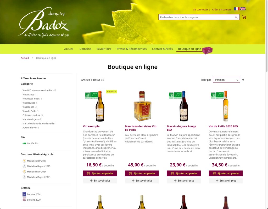 Boutique en ligne Domaine Badoz